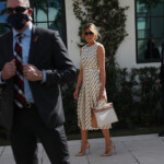 PALM BEACH, FLORIDA - NOVEMBER 03: First lady Melania Trump leaves after casting her vote at the Morton and Barbara Mandel Recreation Center polling place on November 03, 2020 in Palm Beach, Florida. After a record-breaking early voting turnout, Americans head to the polls on the last day to cast their vote for incumbent U.S. President Donald Trump or Democratic nominee Joe Biden in the 2020 presidential election. Joe Raedle/Getty Images/AFP