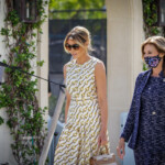 After voting, First Lady Melania Trump(L) leaves the Morton and Barbara Mandel Recreation Center with the Palm Beach County Supervisor of Elections Wendy Sartory Link in Palm Beach, Florida on November, 3, 2020. - The First Lady is registered to vote at her address at the Mar-a-Lago Club in Palm Beach, Florida. The center was closed for approximately 45 minutes to accommodate Mealnia Trumps vote. With its 29 electoral votes, Florida is crucial to both candidates. (Photo by Zak BENNETT / AFP)